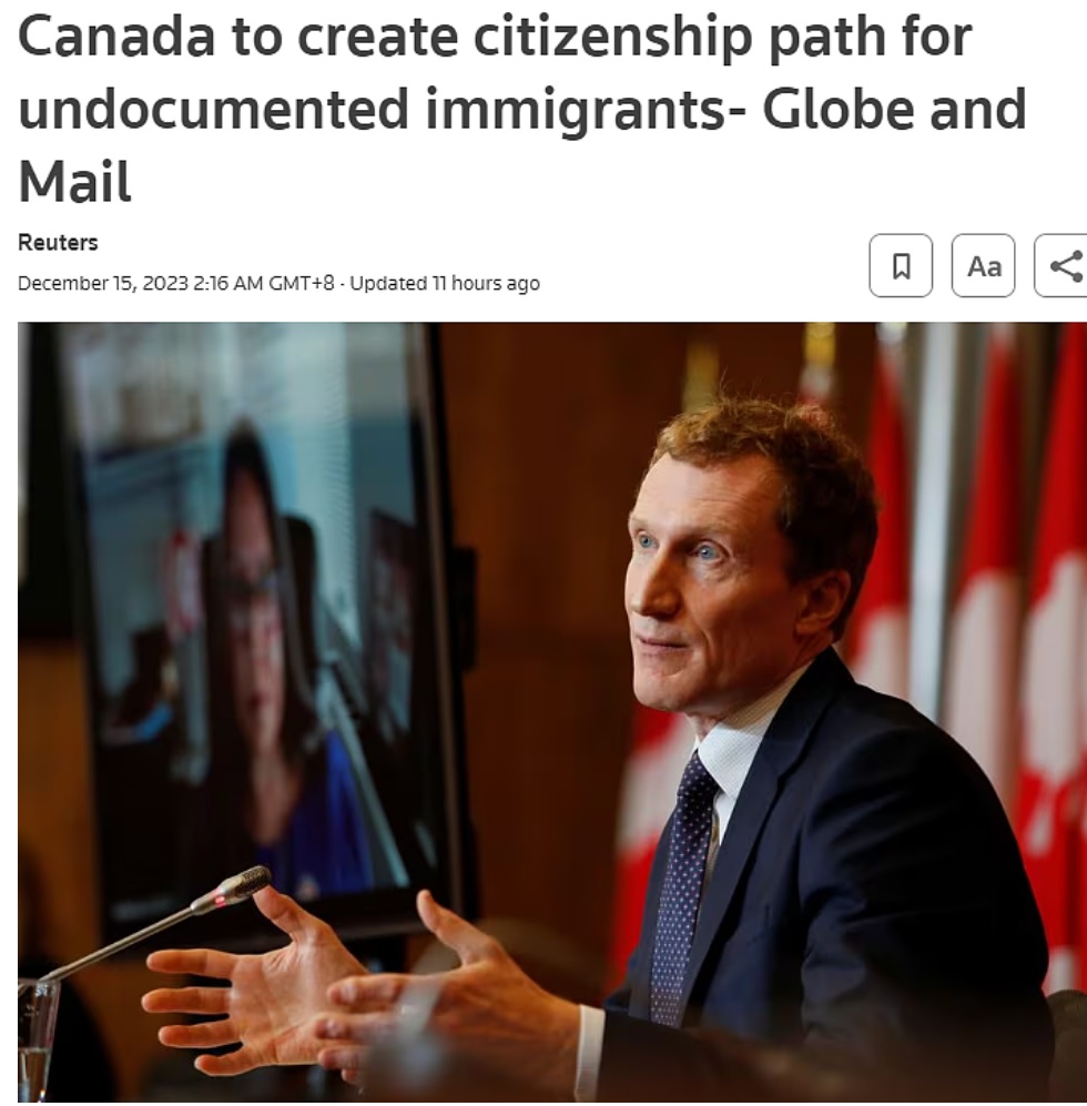 加拿大移民部长Marc Miller公开表示，加拿大正在计划一项“广泛而全面的计划”，允许许多无证移民申请永久 ...